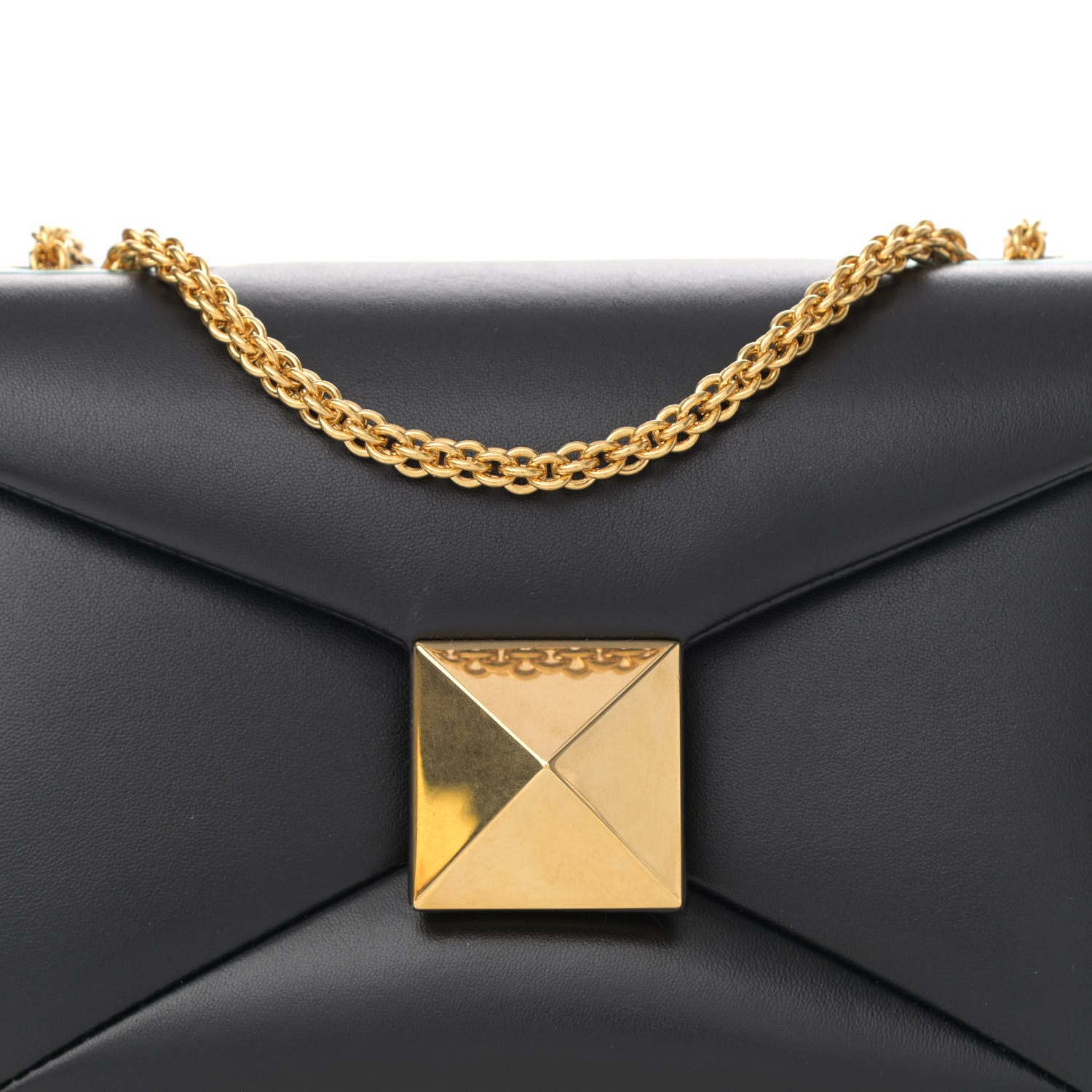 Valentino Garavani Nappa One Stud Chain Clutch Black 8 of 10