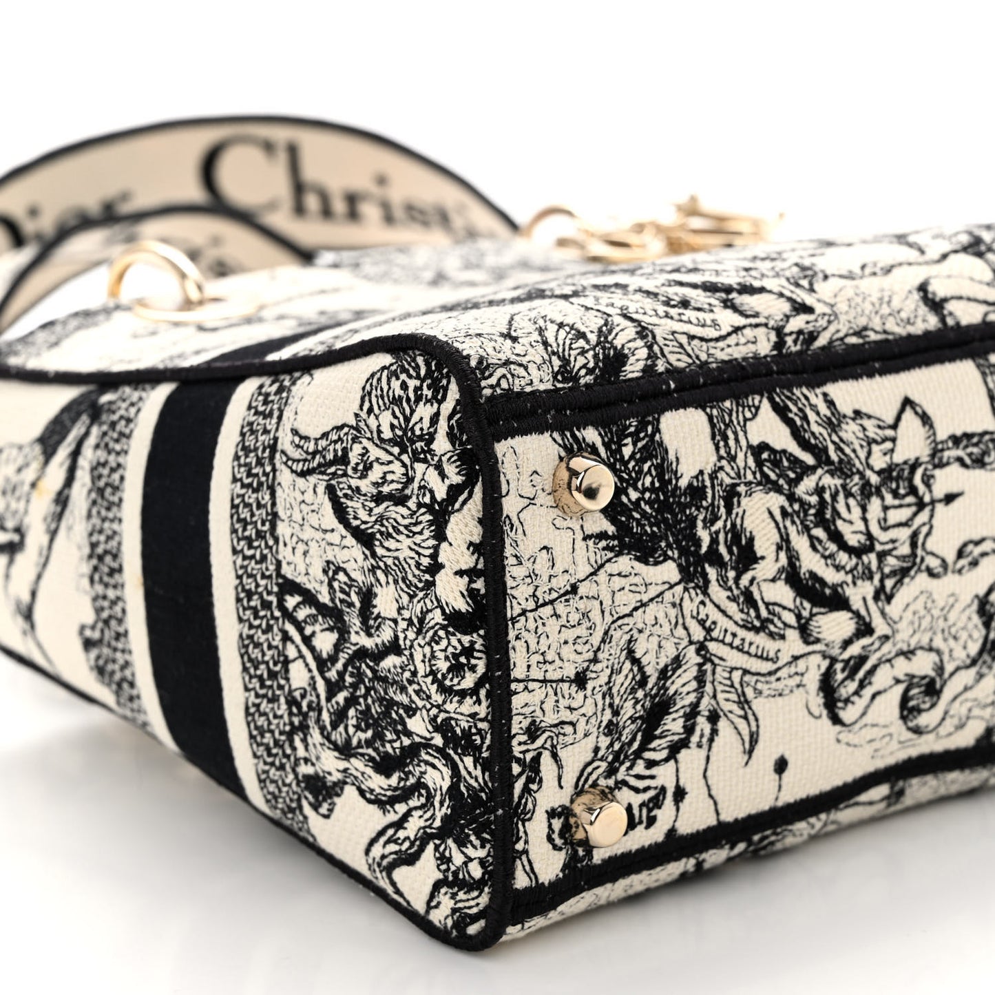 Canvas Embroidered Zodiac Toile De Jouy Medium Lady D-Lite Latte