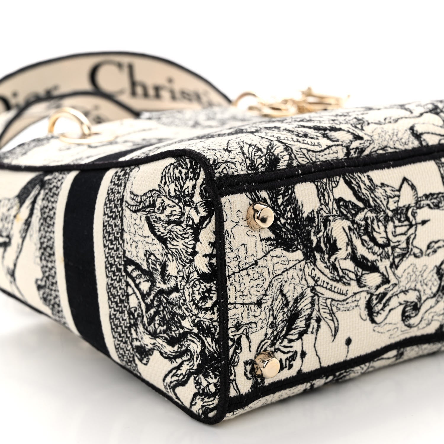 Christian Dior Canvas Embroidered Zodiac Toile De Jouy Medium Lady D-Lite Latte 8 of 9