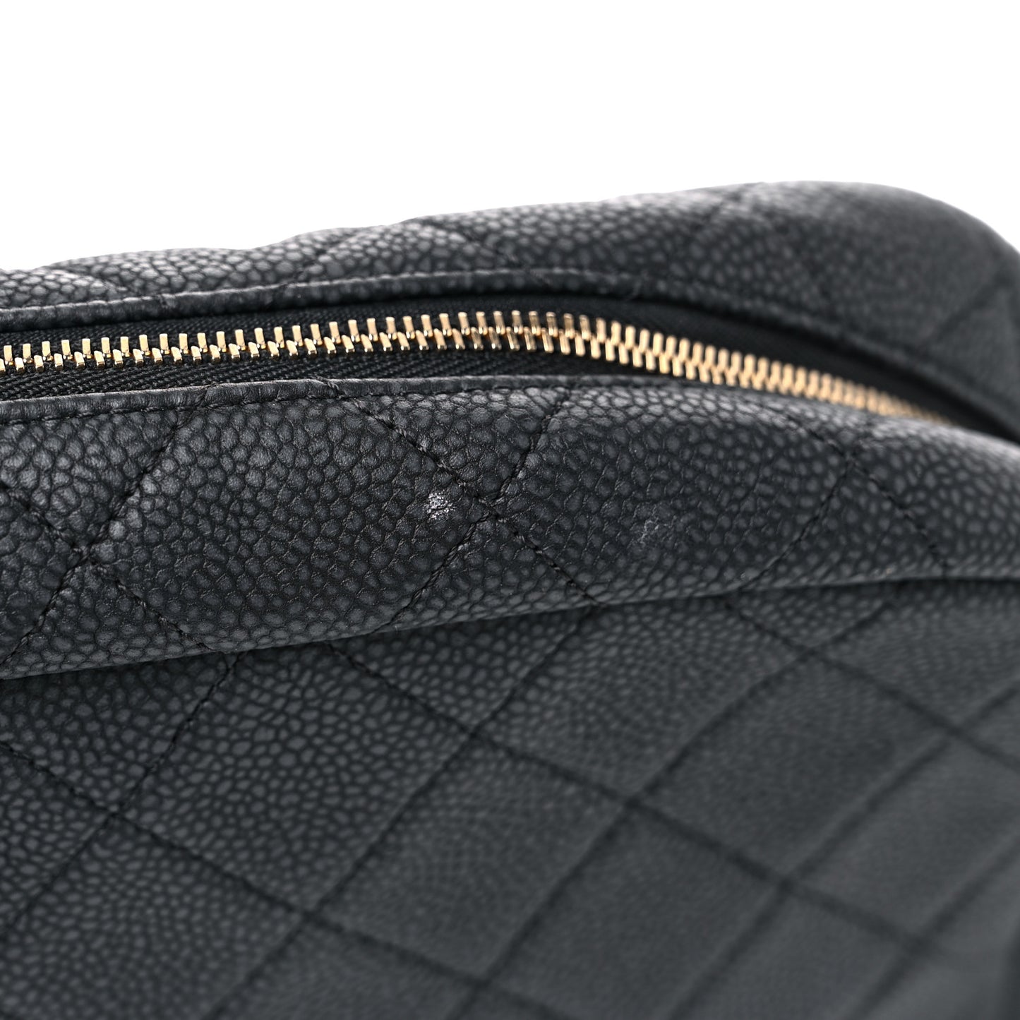 Caviar Quilted Large Coco Tassel Camera Case Black