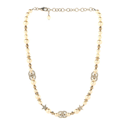 Chanel Metal Crystal Pearl CC Star Short Necklace Gold 3 of 5