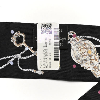 Hermes Silk Les Cles A Pois Twilly Black Beige Rose Multicolor 4 of 4