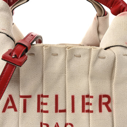 Valentino Garavani Canvas Atelier 05 Plisse Edition Small Tote Bag Naturale 8 of 10