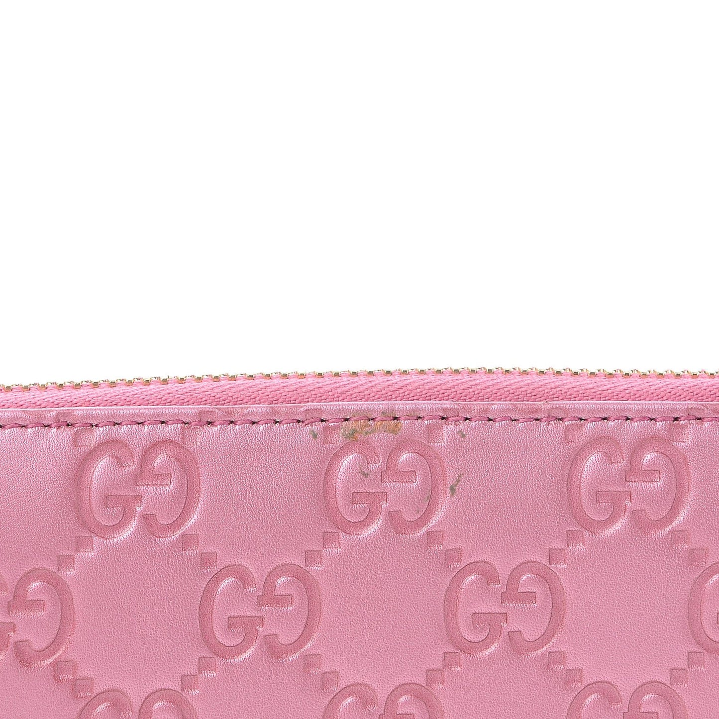 Metallic Soft Guccissima Heart Zip Around Wallet Fresia Rose
