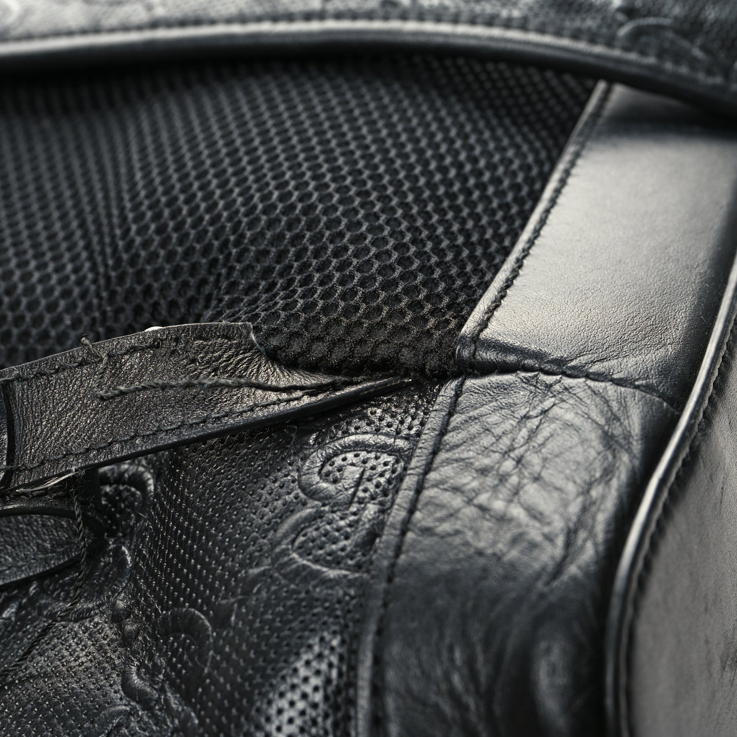 Calfskin GG Tennis Embossed Double Buckle Backpack Black