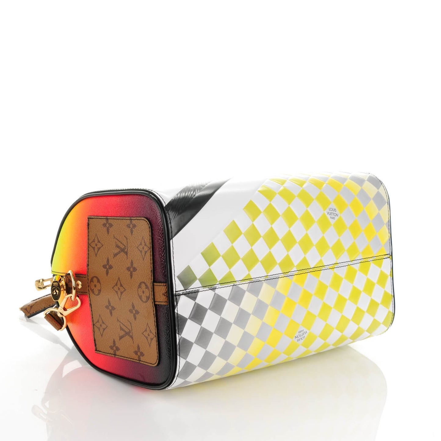 Epi Reverse Monogram Damier Race Speedy Bandouliere 30 Black Yellow