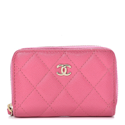 Chanel Iridescent Caviar Quilted Zip Card Holder Pink 1 of 7