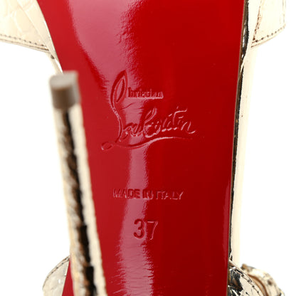 Christian Louboutin Metallo Cocco Loubiloo 120 Ankle Strap Pumps 37 Platine 6 of 7