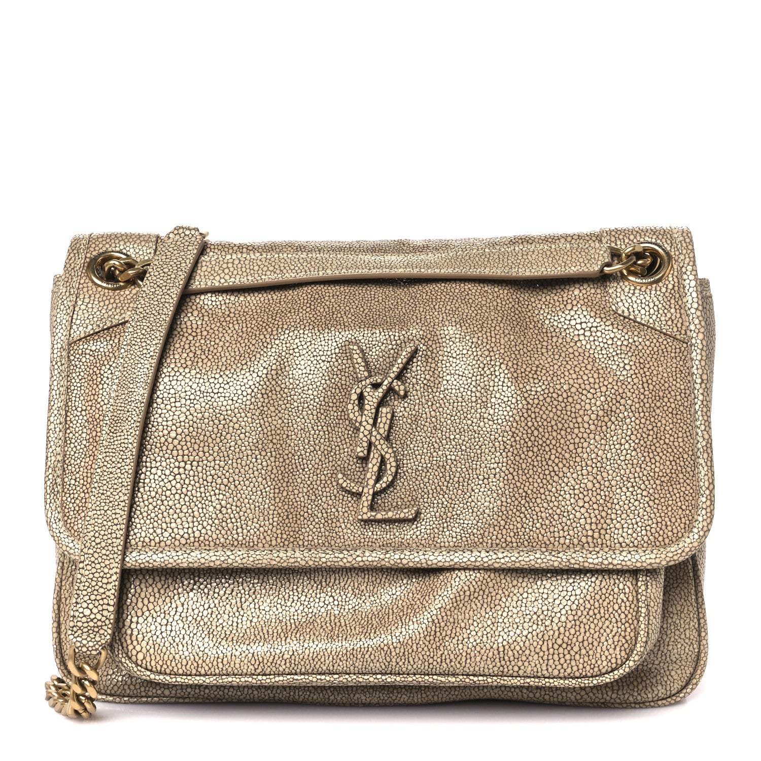 Saint Laurent Stingray Embossed Monogram Medium Niki Chain Satchel Beige 1 of 11