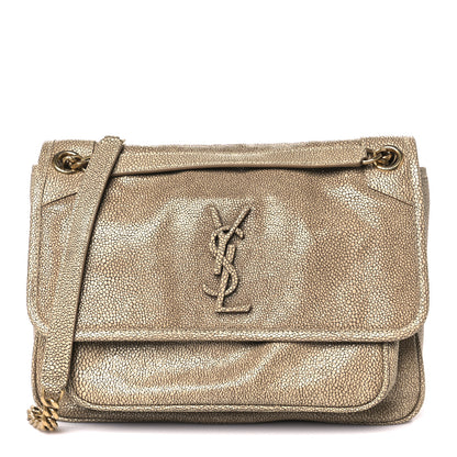 Saint Laurent Stingray Embossed Monogram Medium Niki Chain Satchel Beige 1 of 11
