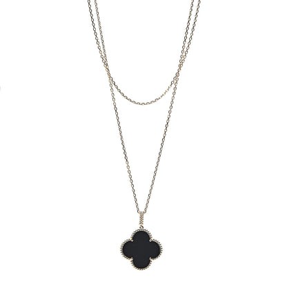 Van Cleef & Arpels 18K Yellow Gold Black Onyx Magic Alhambra Pendant Necklace 1 of 5