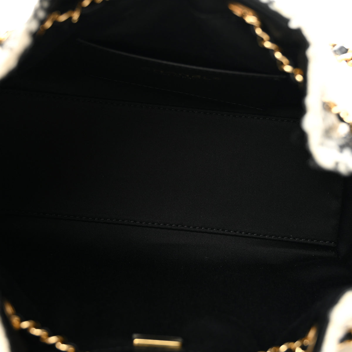 Chanel Tweed Quilted Mini Chanel 25 Handbag White Ecru Black 5 of 10