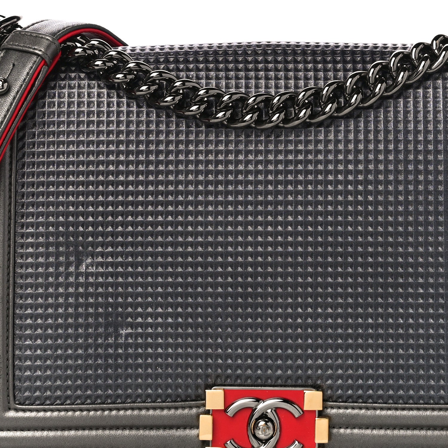 Chanel Lambskin Embossed New Medium Boy Cube Flap Grey 8 of 14
