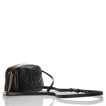 Gucci Calfskin Matelasse Small GG Marmont Chain Shoulder Bag Black 3 of 6