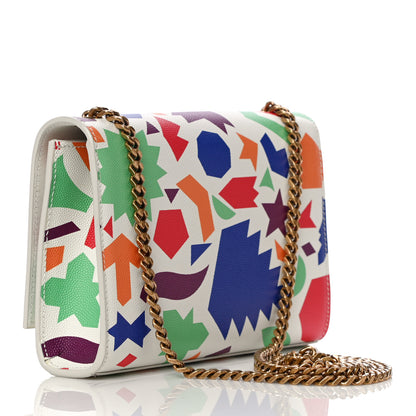 Saint Laurent Grain De Poudre Small Classic Monogram Shapes Print Kate Satchel White 2 of 10