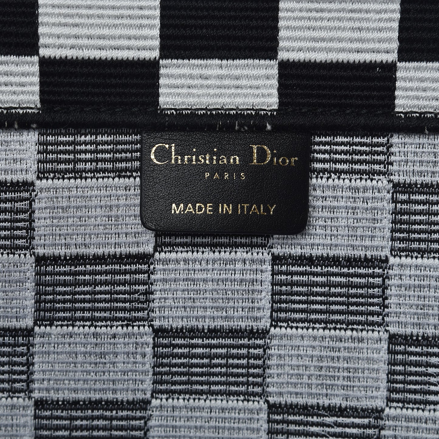 Canvas Embroidered Checkered Book Tote Black White