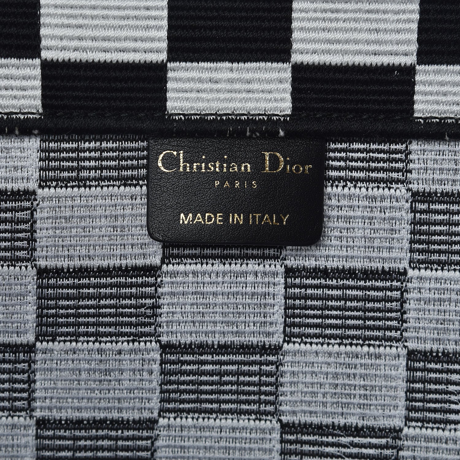 Christian Dior Canvas Embroidered Checkered Book Tote Black White 6 of 9
