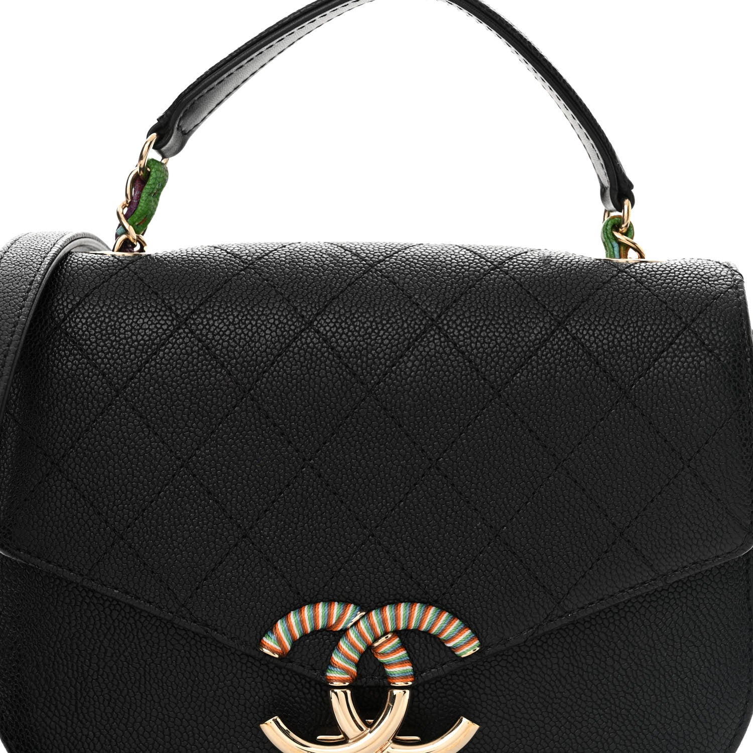 Chanel Grained Calfskin Quilted Small Cuba Top Handle Flap Black 8 of 12