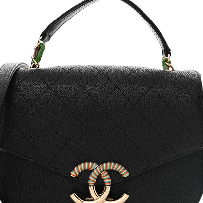 Chanel Grained Calfskin Quilted Small Cuba Top Handle Flap Black 8 of 12