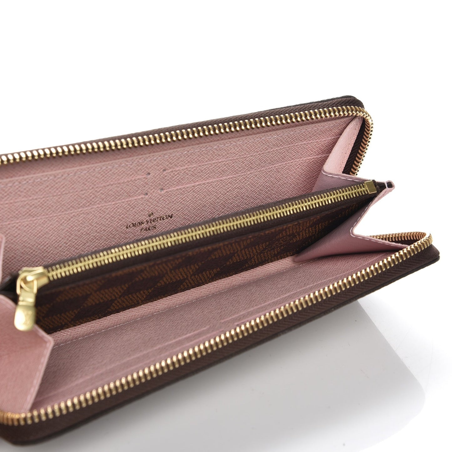 Damier Ebene Clemence Wallet Rose Ballerine