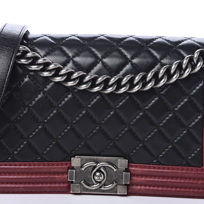 Chanel Lambskin Quilted Medium Boy Flap Black Red 14 of 14