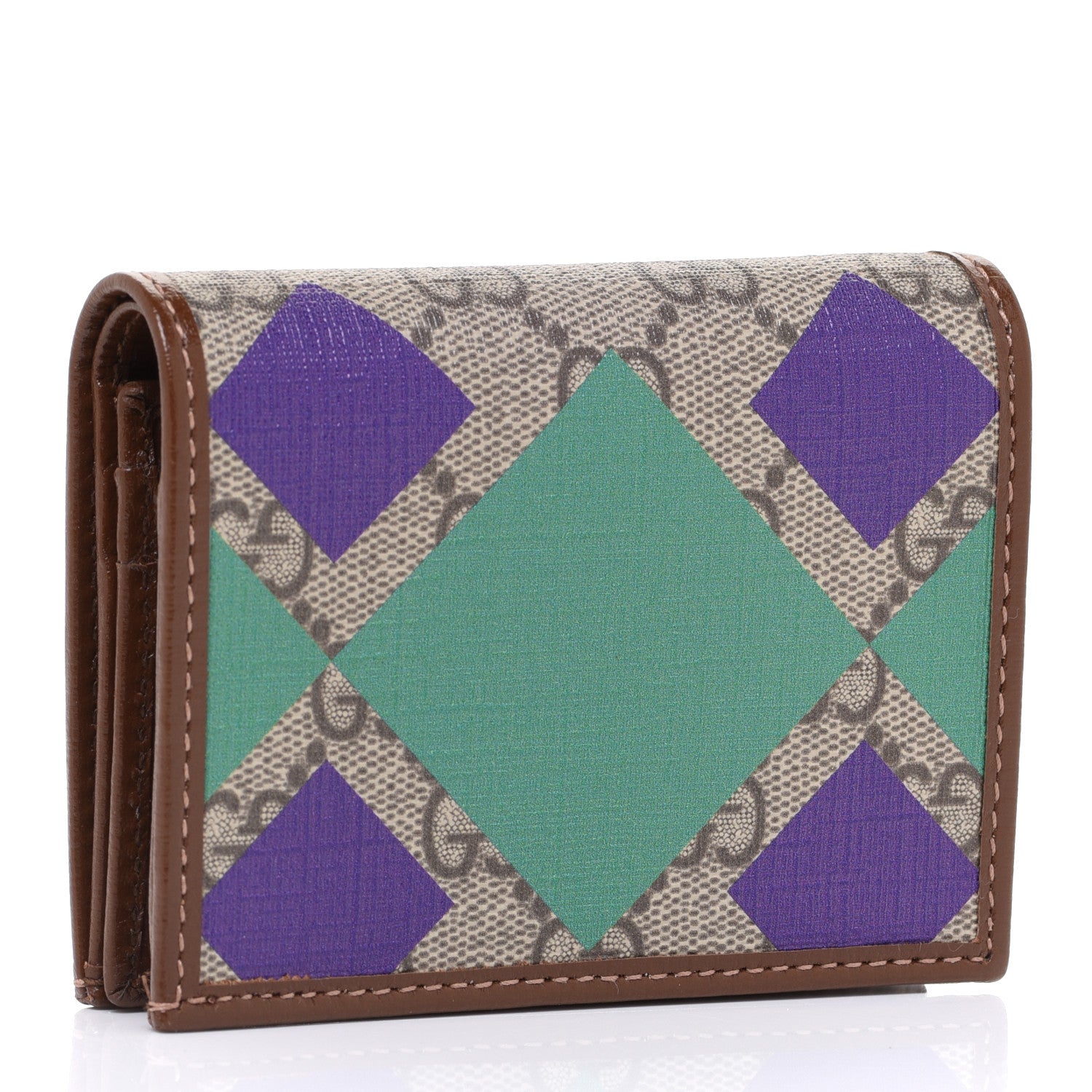 Gucci GG Supreme Monogram Geometric Horsebit 1955 Card Case Wallet Beige Brown Sugar Multicolor 3 of 8