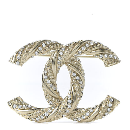 Chanel Crystal Twisted CC Brooch Light Gold 1 of 4