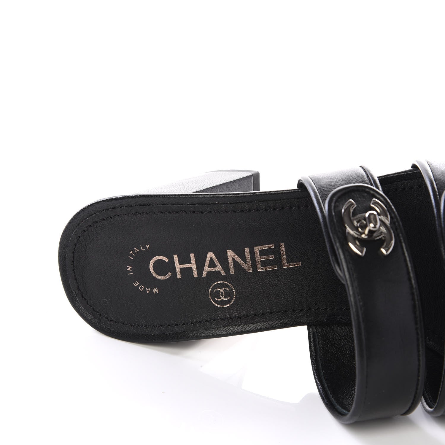 Chanel Lambskin CC Turnlock Sandals 36 Black 7 of 9