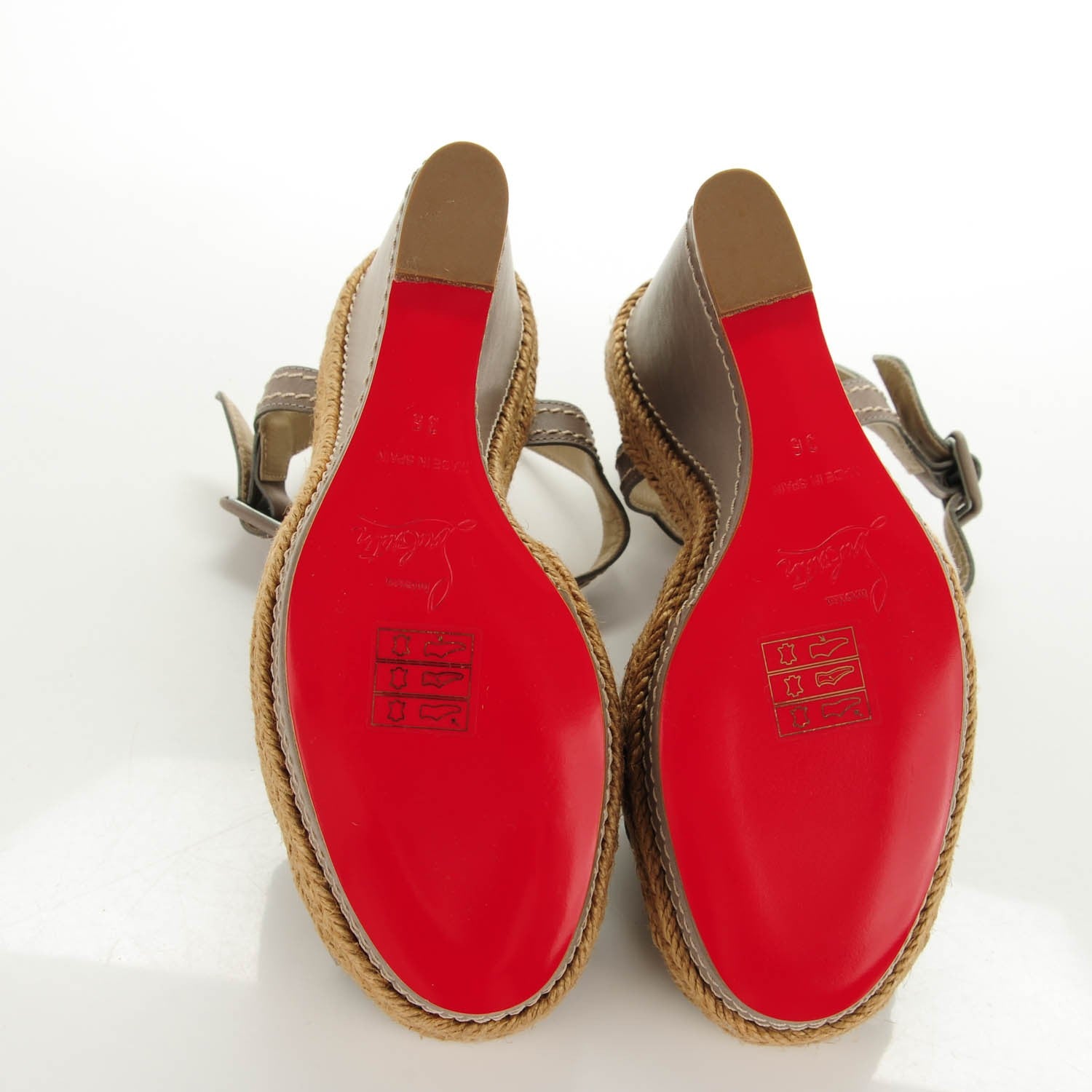 Christian Louboutin Calfskin Almeria 120 Wedge Sandals 36 Grey Natural 6 of 7