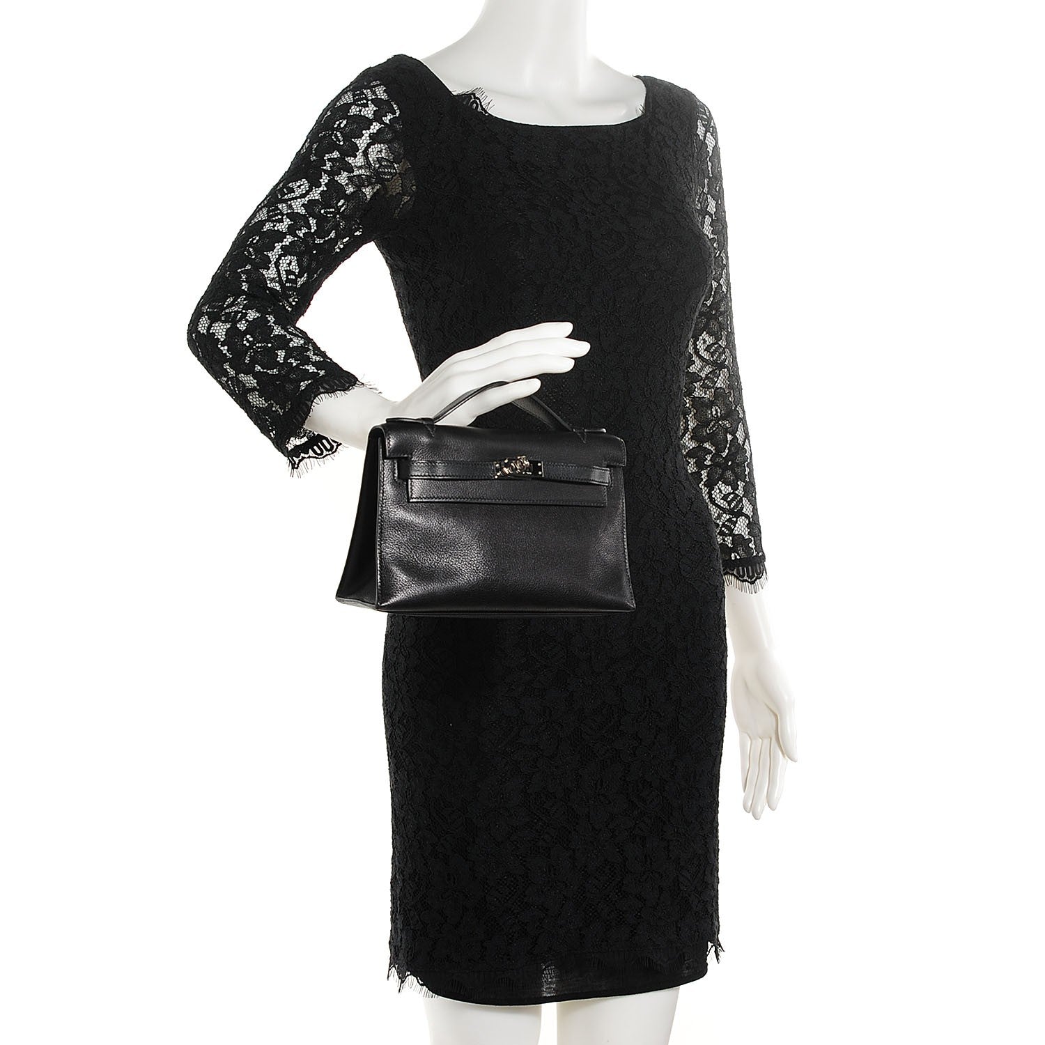 Hermes Chevre Mysore Kelly Pochette Clutch Black 2 of 21