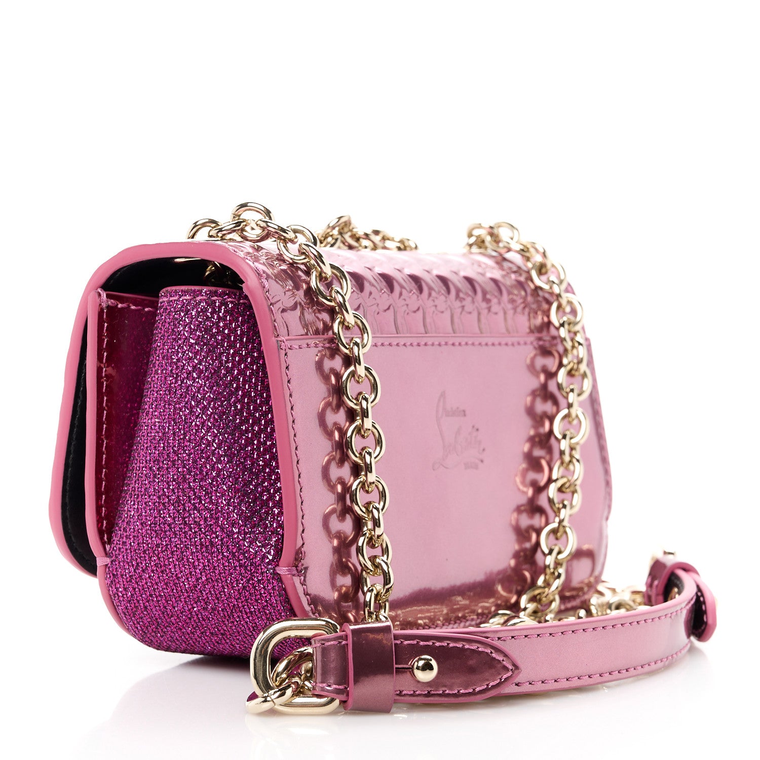 Christian Louboutin Specchio Patent Embossed Spikes Sweety Charity NV Crossbody Bag Cassis 3 of 11