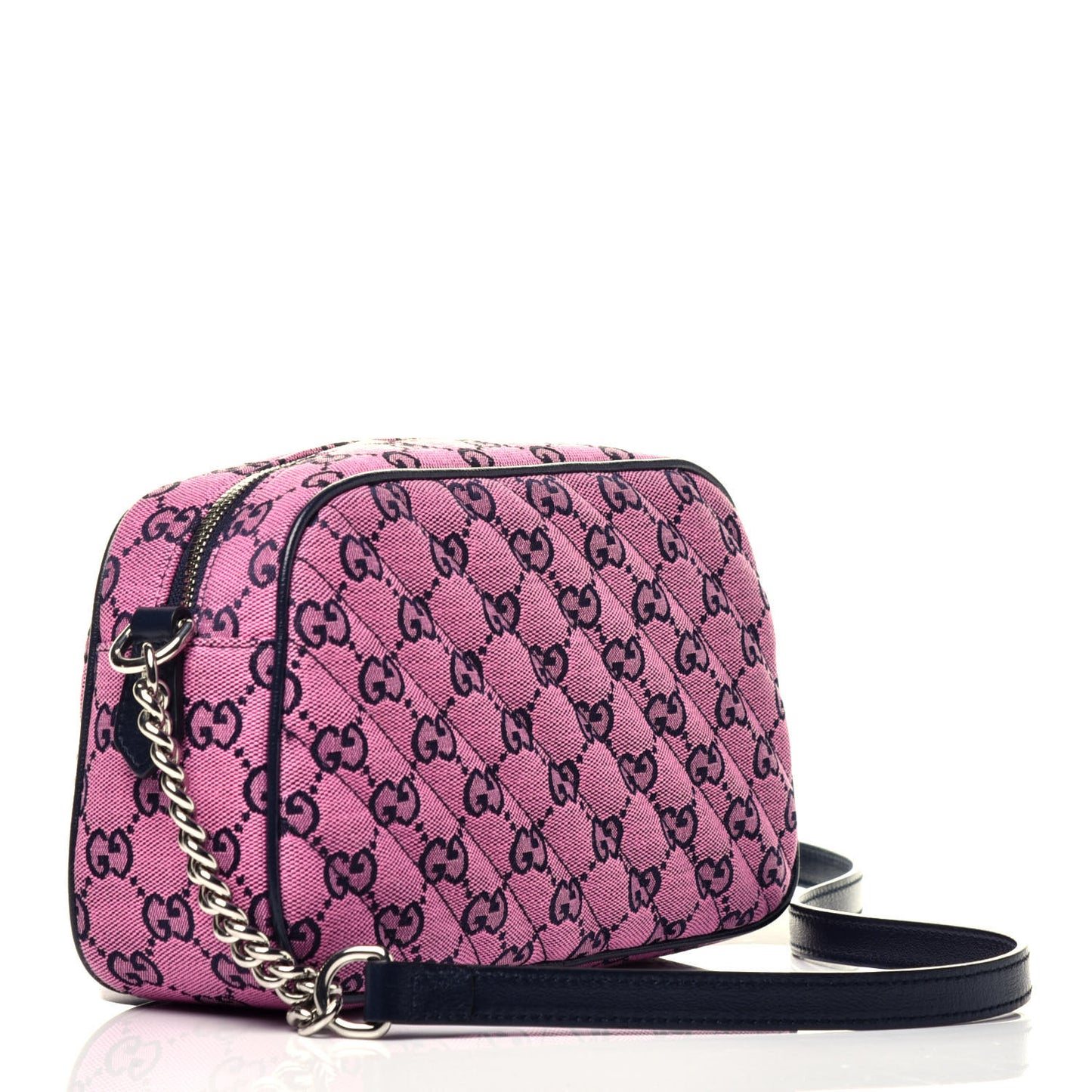 Monogram Multicolor Matelasse Diagonal Small GG Marmont Chain Shoulder Bag Pink Blue