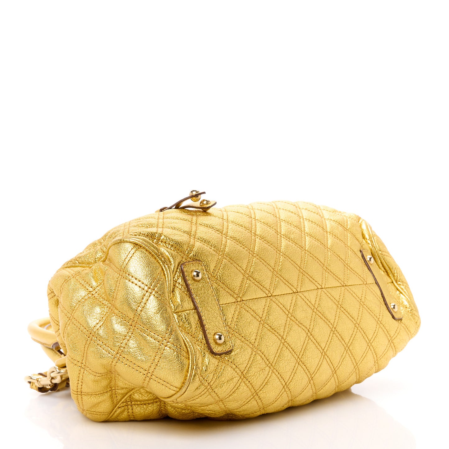 Metallic Calfskin Quilted Stam Gold