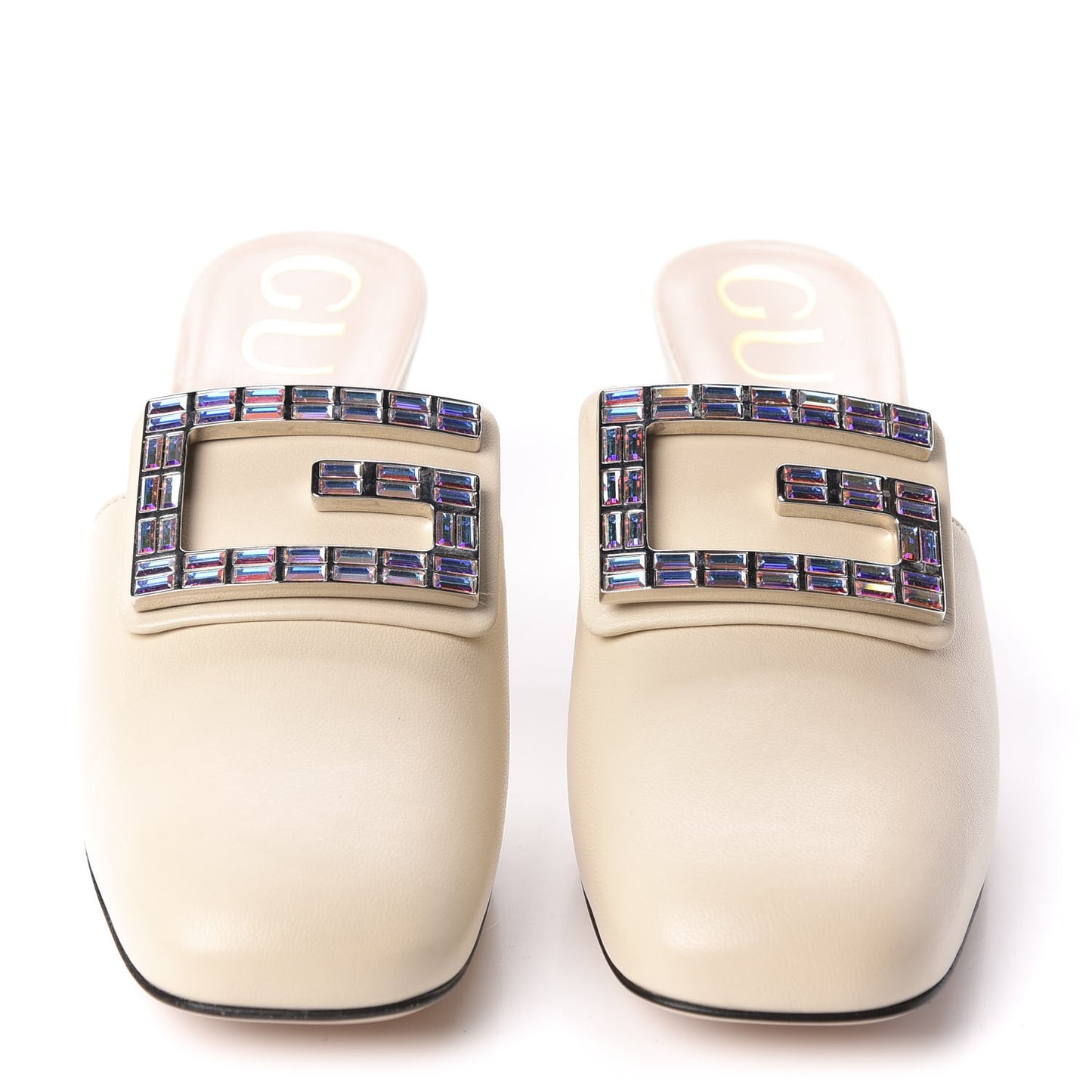 Malaga Kid Crystal Square G Madelyn Mules 35.5 Vintage White