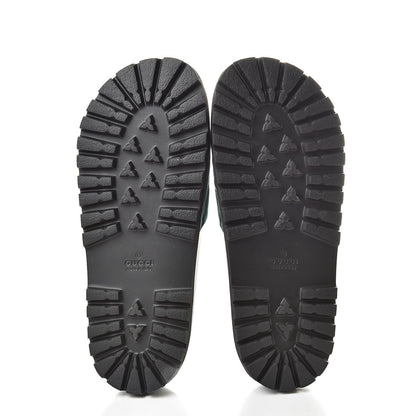 Gucci Velvet Aveugle Par Amour Mens Lug Sole Slide Sandals 7 Green 6 of 8
