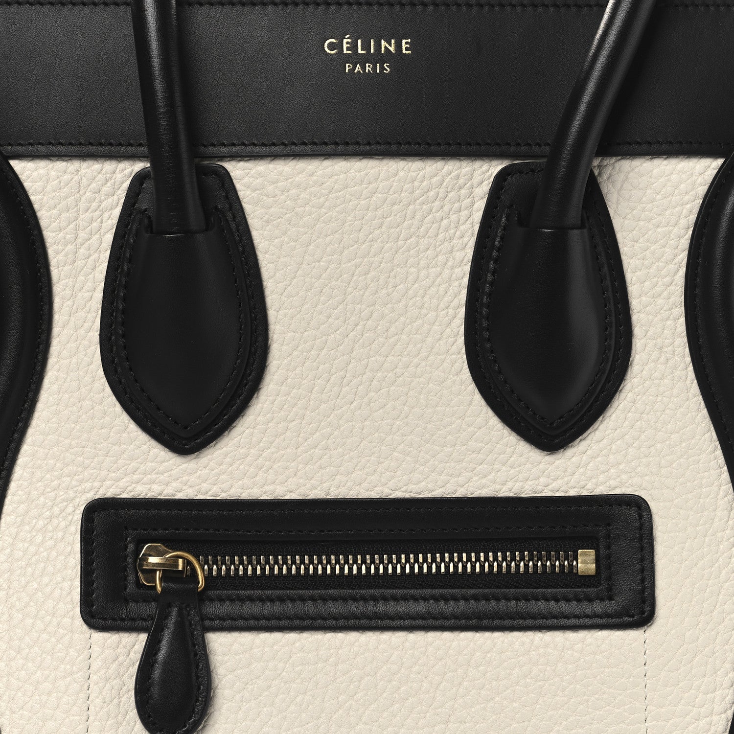 Celine Bullhide Calfskin Micro Bi-Color Luggage Black White 7 of 9