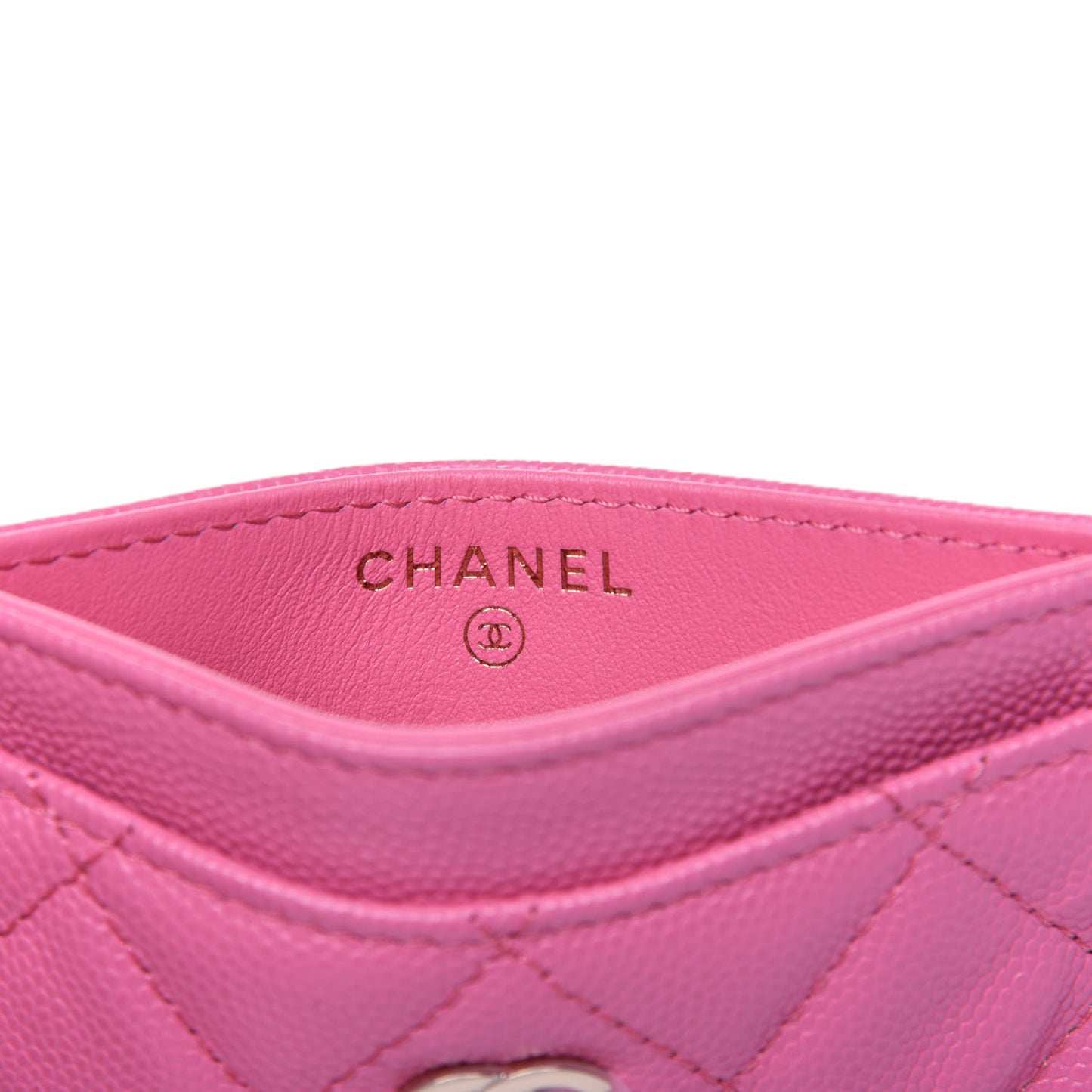 Caviar Quilted Card Holder Pink