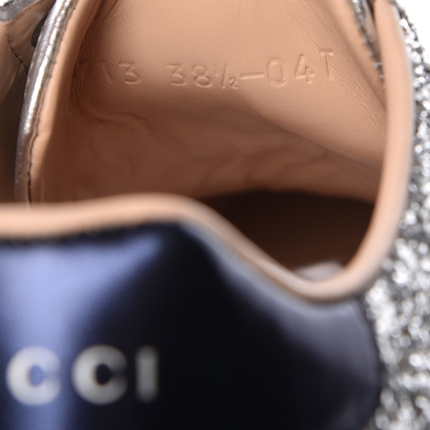 Gucci Glitter Web Ace Sneakers 38.5 Silver 9 of 11