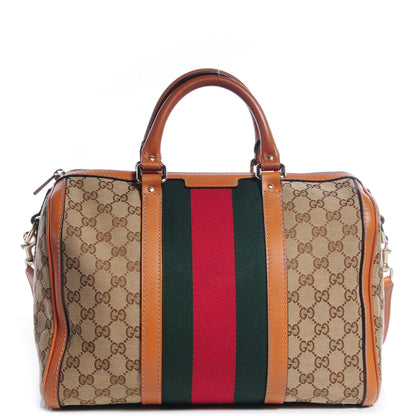 Gucci Leather Vintage Medium Web Original GG Boston Tan 1 of 7
