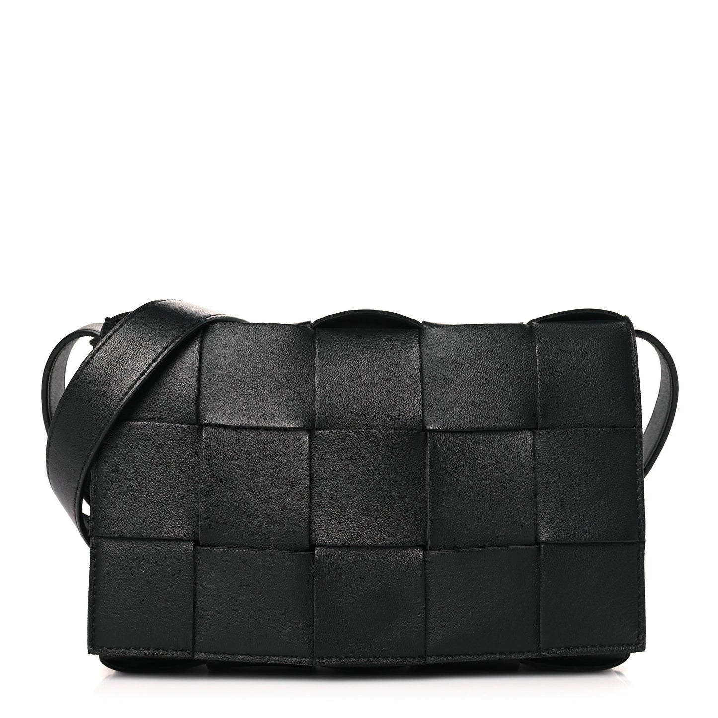 Lambskin Maxi Intrecciato Cassette Crossbody Bag Black