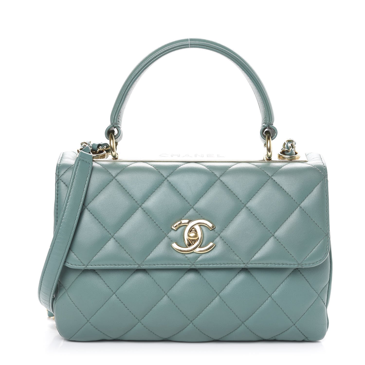 Chanel Lambskin Quilted Small Trendy CC Flap Dual Handle Bag Light Green 1 of 21