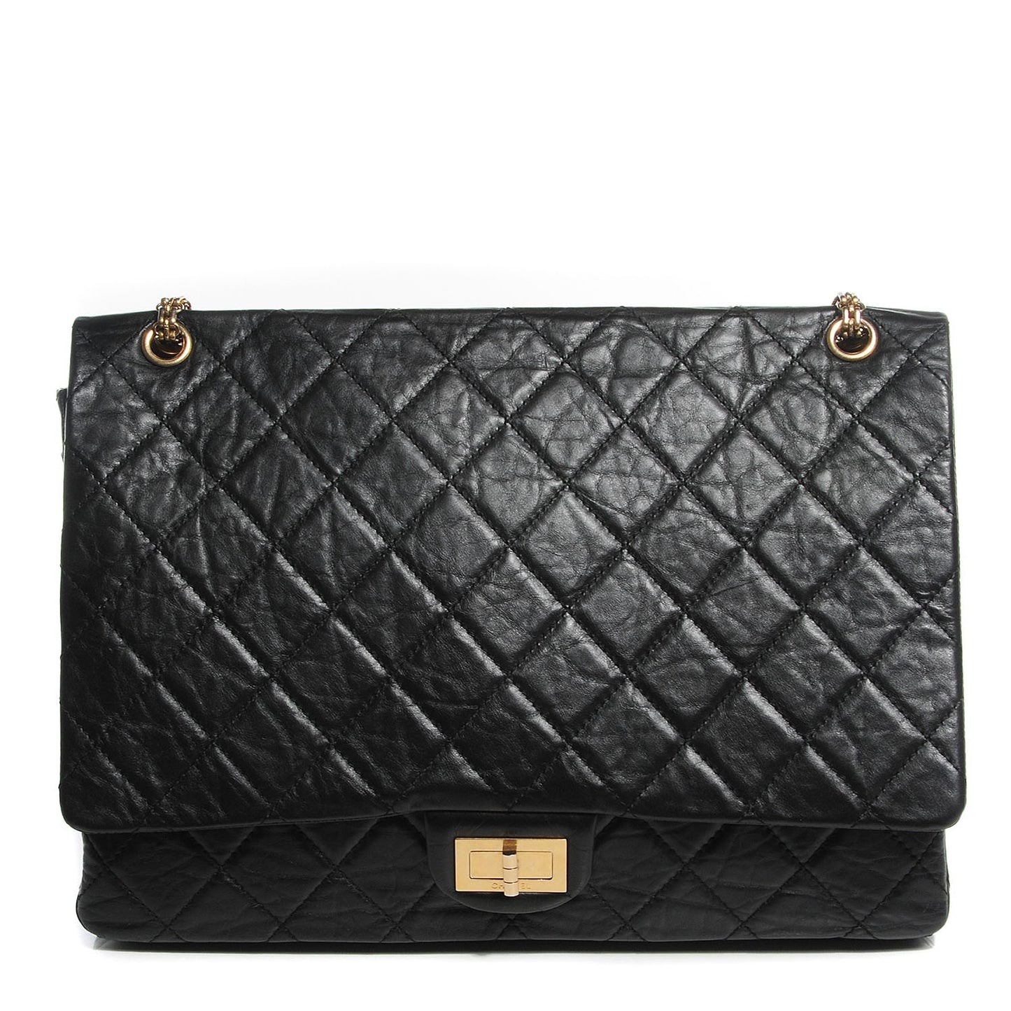 Aged Calfskin Quilted 2.55 Reissue 228 Flap Black