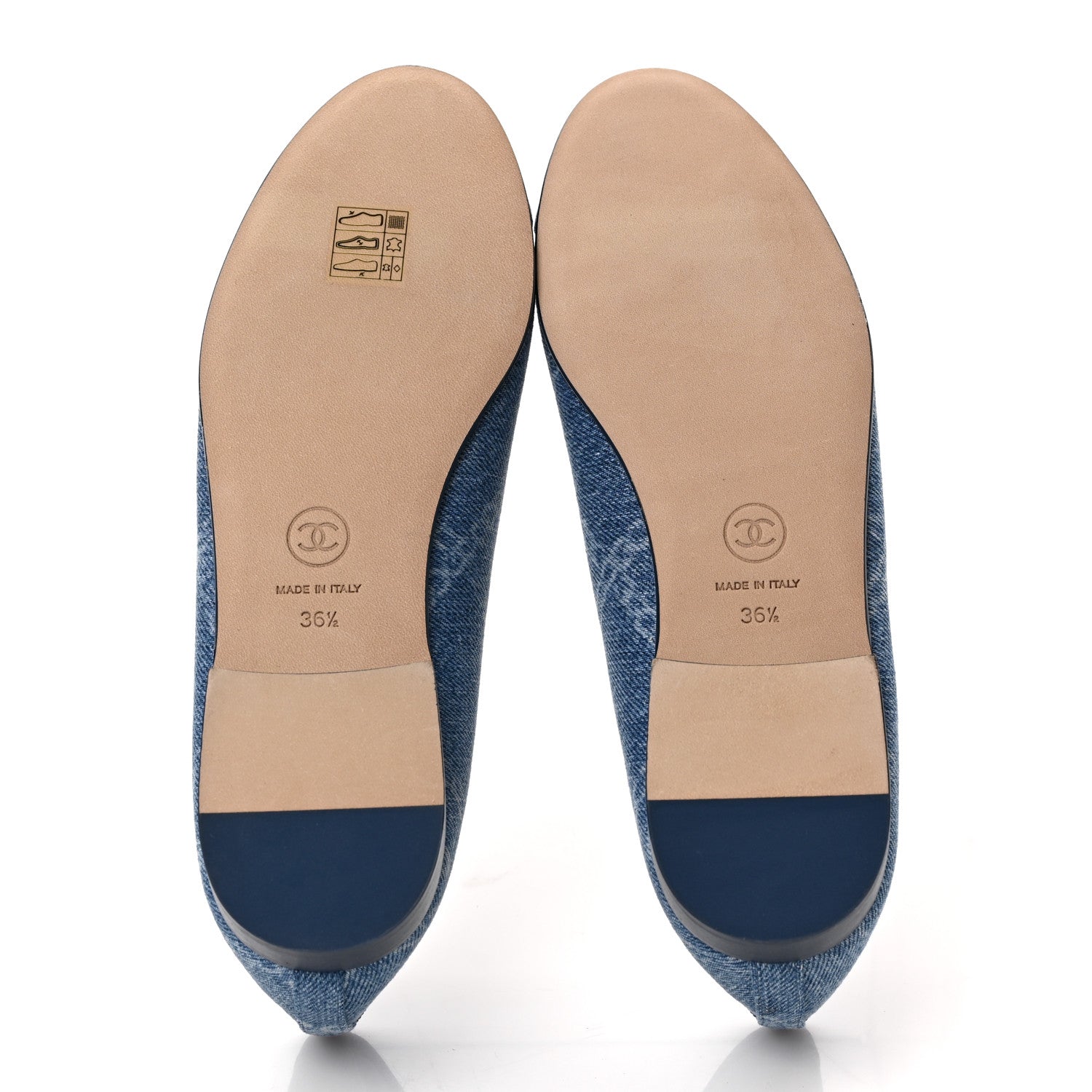 Chanel Denim Printed Cap Toe Ballerina Flats 36.5 Blue 5 of 9