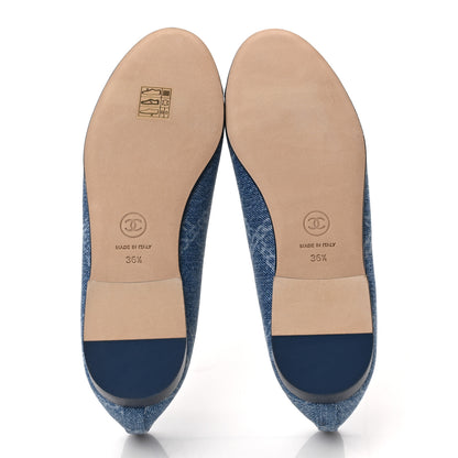 Chanel Denim Printed Cap Toe Ballerina Flats 36.5 Blue 5 of 9