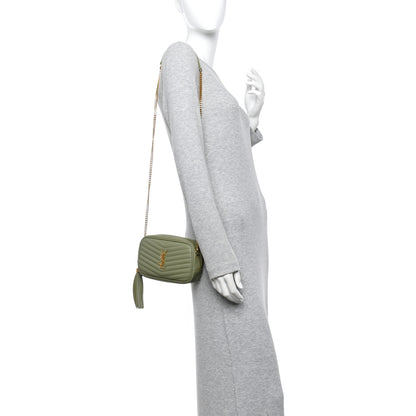 Saint Laurent Grain De Poudre Matelasse Monogram Mini Lou Camera Bag Light Sage 2 of 11