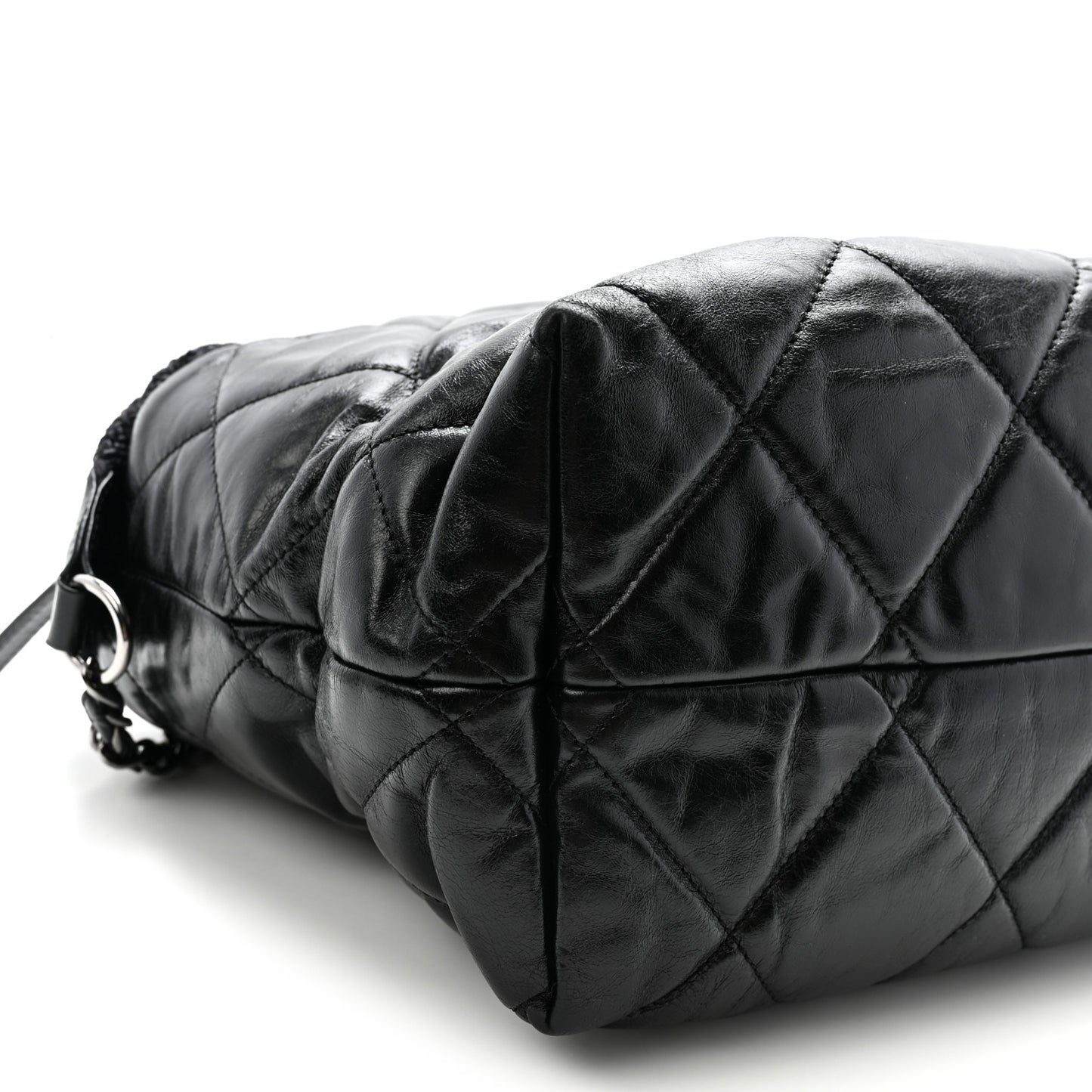 Glazed Calfskin Quilted Tweed Portobello Tote Black