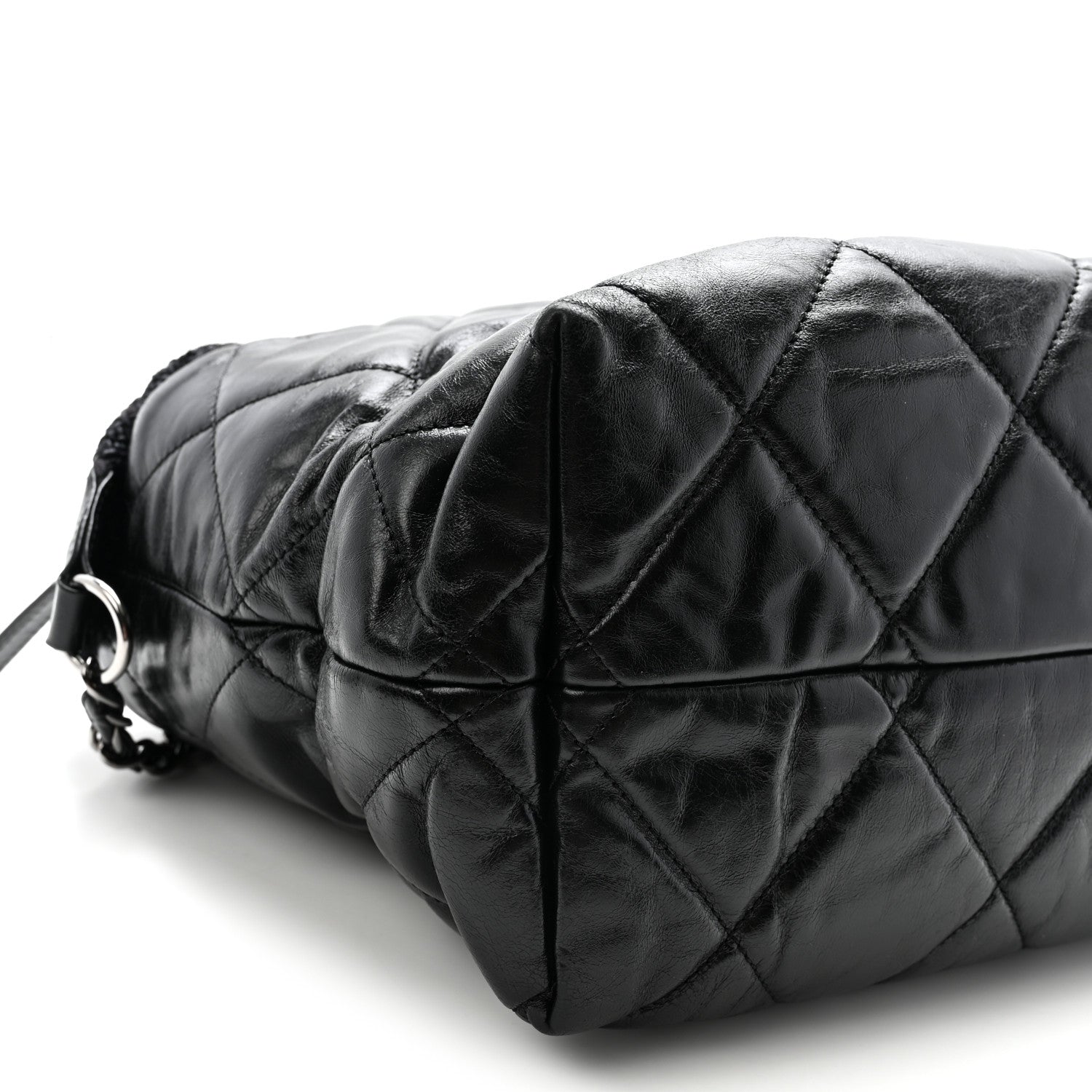 Chanel Glazed Calfskin Quilted Tweed Portobello Tote Black 9 of 10