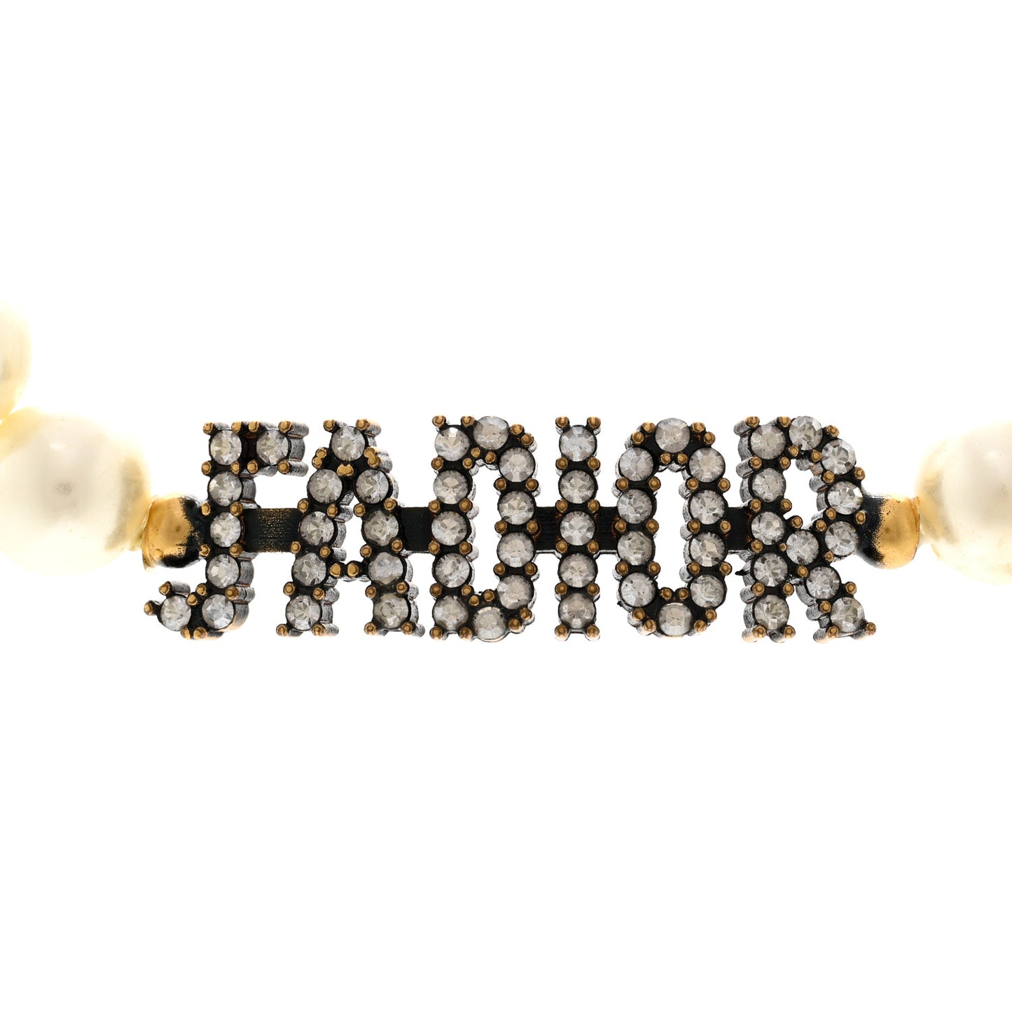 Metal Pearl Crystal J'Adior Choker Necklace Antique Gold