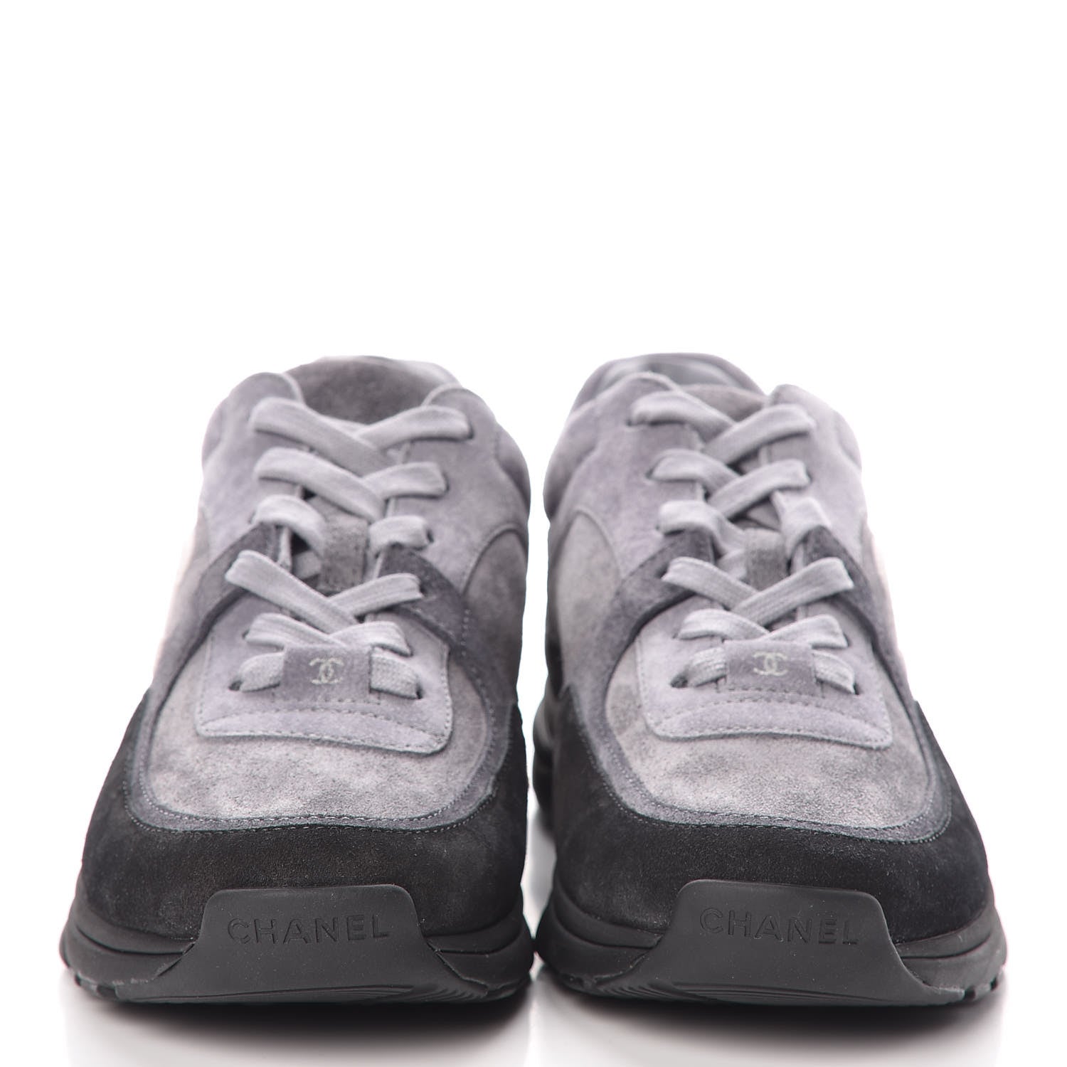 Chanel Suede Calfskin CC Sneakers 39 Grey 2 of 9