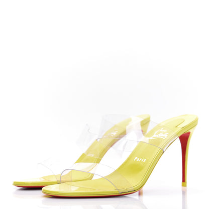Christian Louboutin Patent PVC Just Nothing 85 Slide Sandals 40 Citrus 3 of 8